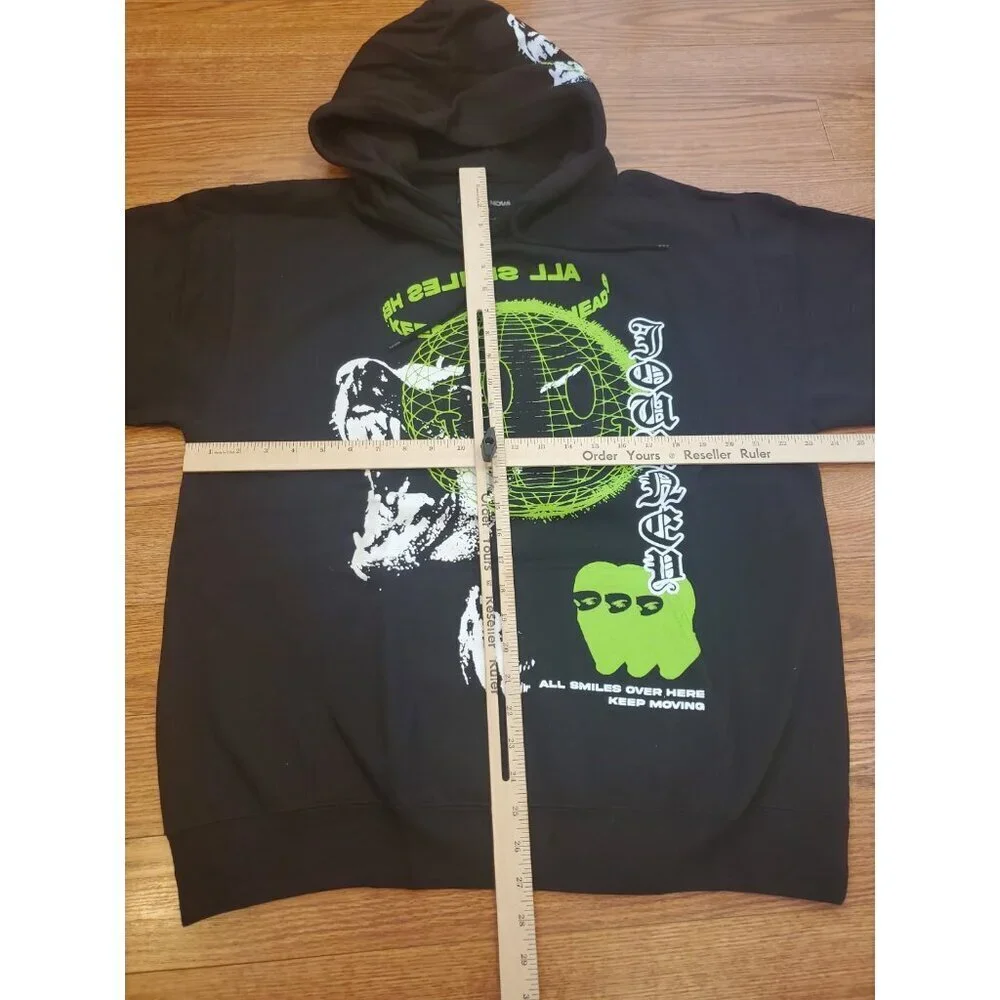 Fashion‎ Nova Hoodie Women's Size Large Black Green All Smiles Over Here NWOT
